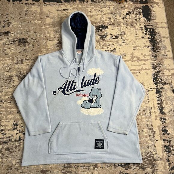 Y2K Care Bears Blue Fleece Hoodie “Attitude Included” Grumpy Bear 2007 3XL XXXL - Picture 1 of 11